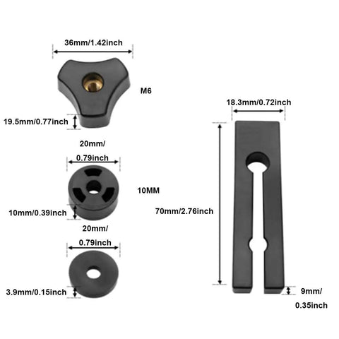 Extended Double Feather Loc Board Set For Router Tables And Table Saw Fences Engineered Tough with various black grip sizes and shapes.