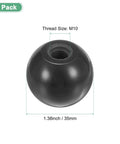 3 Pack Threaded Ball Knobs M10 Female 35mm Dia Thermoset Phenolic Round Lever Handles Black For Lathe Machines Lawn Mowers Control Panels Gear Levers And Valve Knobs Worksite Ready