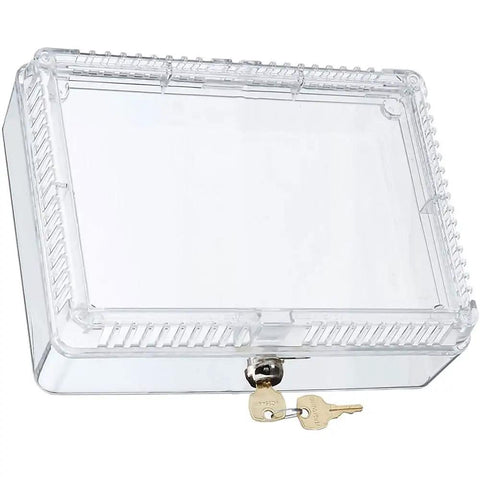 Large Thermostat Guard Shield For Home HVAC with clear tamperproof cover, key lock, and inner shelf