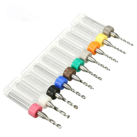 10 Piece Micro Drill Bit Set For PCB Engraving And Metalworking, 1.1mm To 2.0mm CNC Mini Drill Bits With Box, colorful collars