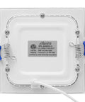 Back view of Square Ultra Thin Canless 4 Inch Recessed LED Downlights, 12 Pack, 750 Lumen, showing label and attachment springs