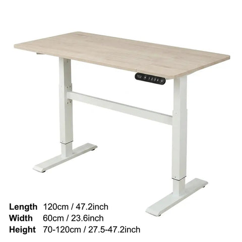 Electric Standing Desk With Programmable Memory Presets Height Adjustable Sit Stand Table With Rock Solid Steel Frame, 120x60cm.