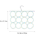 Double Sided Scarf Hanger Closet Organizer Foldable Paper Rattan 12 Ring Tie Holder dimensions 10.82x14.56 inches with steel hook