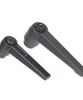 Grip It Tight Adjustable Clamping Lever With Quick Release Push Button Ratchet High Carbon Steel Thumbscrews For Male And Female Threads No Sweat Precision Tool Kit Black, two sizes featuring a sleek black design.
