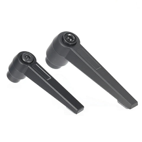Grip It Tight Adjustable Clamping Lever With Quick Release Push Button Ratchet High Carbon Steel Thumbscrews For Male And Female Threads No Sweat Precision Tool Kit Black, two sizes featuring a sleek black design.