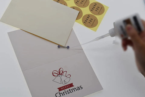 Using CA Glue Nozzle Extender Tips Set 200 Pieces For Precision Bottle Applicators on a Christmas card project.