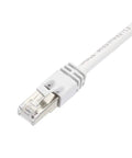 Close-up of Cat7 Ethernet Patch Cable RJ45 Double Shielded 10Gbps Speed 600MHz Bandwidth 10 Foot White Network Connector for Home and Office LAN