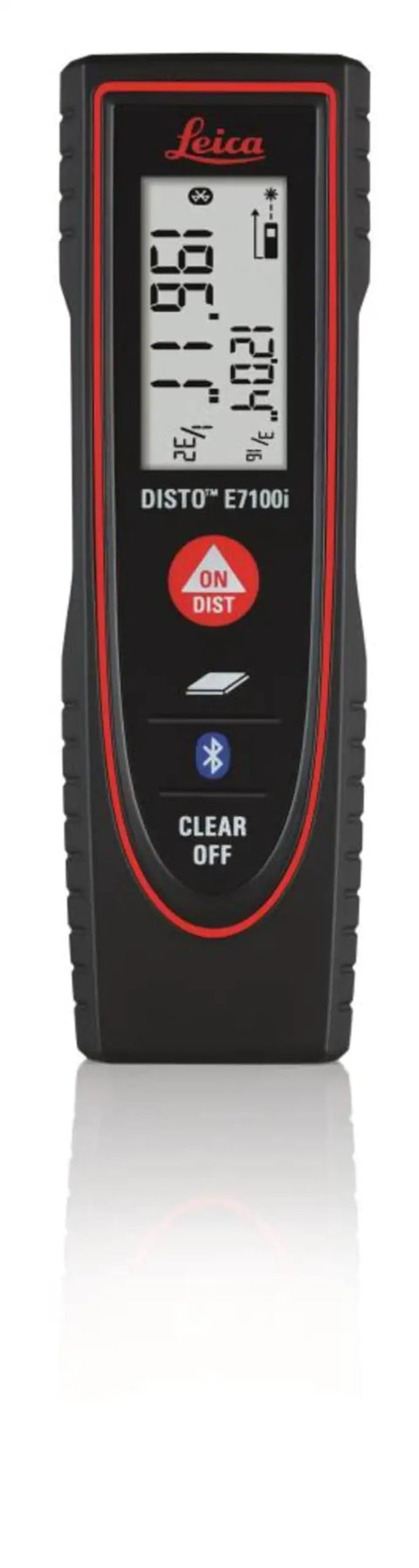 Pro Grade Laser Distance Measurer With Bluetooth 200Ft Range 1mW Class II Laser Ultra Accurate And Fast Quick Layout For Builders And DIYers Black And Red, front view
