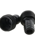 Three Quarter Inch Quick Connect Garden Hose Fittings Set No Fuss Ten Pack Male Plastic Hose Connectors visible in black ABS plastic