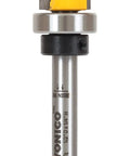 Kickass Flush Trim Router Bit For Ridiculously Clean Cuts With Half Inch Diameter Quarter Inch Shank Five Eighth Bearing And Premium Carbide Tips showing the offset design and detailing.