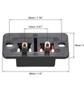 Two Way Spring Speaker Terminal Clips Push Release Connector Block For Audio Wiring, 2 Pin 2 Positions, dimensions labeled