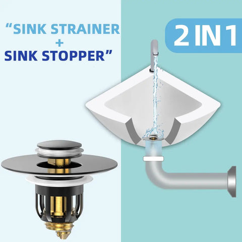 Universal Bathroom Sink Stopper With Pop Up Drain Plug And Hair Catcher Basket, Anti Clogging Filter For 1.06 To 1.65 Inch Drains, Hassle Free Push Down Mechanism That Slays Hair Buildup And Saves You Cash On Plumbing