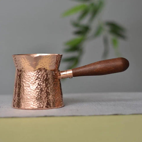 Copper Teapot With Wooden Handle Dope Hammered Turkish Coffee Pot Multipurpose Kettle For Tea Coffee Maple Syrup And Sauce Heating