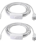 Linkable T5 And T8 LED Tube Power Extension Cord With On Off Switch, 6 Foot Long, 180cm, two-pack, white cords, plugged