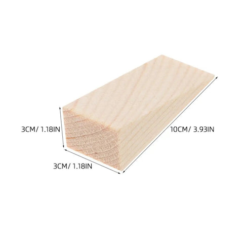 Two Pack Wooden Door Stopper Wedge Triangular Floor Block Beige Compact Design dimensions illustration