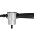 Side view of Double Head Metal Nibbler For Cutting Iron Steel Copper And Aluminum with 360 degree rotating handle and hex drill bit