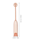 Handheld Electric Baby Formula Mixer With 2 Stirring Sticks Portable Milk Powder Mixer front view, beige and peach color, 10.14in tall