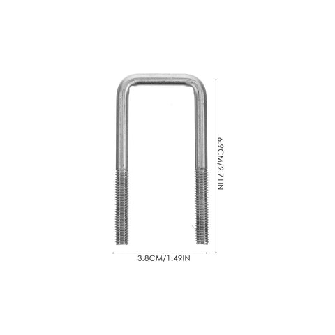 Durable Stainless Steel Square U Bolts Kit For Trailer Fastening Strong Heavy Duty Tube Hardware With Reliable Grip Easy Install No Rust showing dimensions of 6.9cm length and 3.8cm width.