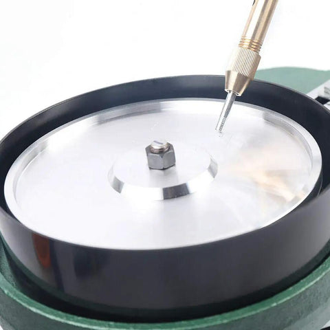 All In One Gem Faceting And Polishing Machine 180W Pro Grade Jewelry Rock Bench Grinder with diamond flat grind disk in action