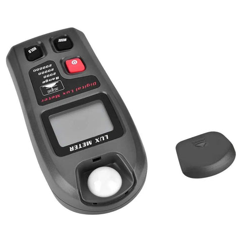 Digital Lux Meter For Indoor Outdoor Lighting Ultra Portable Illuminance Meter With Range 0.1 To 200000 Lux Large LCD Display High Precision 4 Percent Fast Sampling Easy Readouts For Photography Plant Growth And Job Sites, front view