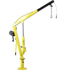 Heavy Duty Hydraulic Engine Hoist With Foldable Cherry Picker Frame, 2000 Lb Capacity, yellow steel crane with telescoping boom.