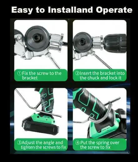 Installation steps for Drill Nibbler Sheet Metal Cutter Attachment For DIY Projects And Home Repairs cutting attachment on drill.