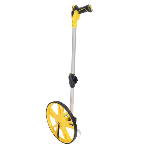 Badass Mechanical Measuring Wheel With Slick Foldable Carry Handle For Hella Accurate Indoor And Outdoor Distance Tracking built with a durable yellow wheel.