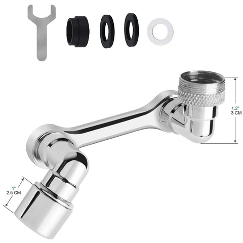 1080 Degree Rotating Aerator Extender with attachments and dimensions for Kitchen and Bathroom Sink Faucets Universal Splash Filter Water Nozzle Adapter Bubbler Extension