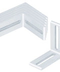 6 Pack 4040 T-Slot Aluminum Inside L Shape Corner Connectors, Heavy Duty M8 Bolt Mounts With Anodized Silver Finish, showing six metal connectors.