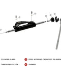 Exploded view of DIY Friendly Hydraulic Cylinder Seal Kit With Pin Wrench For Outboard Hydraulic Steering System Replacement.