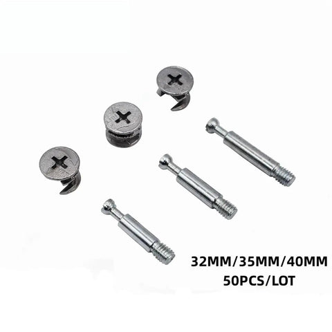 100 Pcs Cam Lock Screws For Furniture Three In One Eccentric Wheel Fasteners For Wardrobes And Cabinets with bolts shown