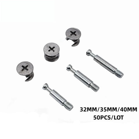 Heavy Duty Furniture Cam Screws 100 Piece Three In One Eccentric Wheel Fasteners for wardrobes and cabinets, 32mm-40mm