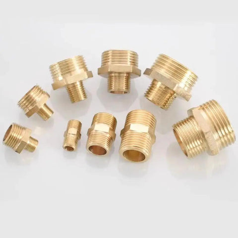 Workhorse Brass Hex Nipple Fittings Male To Male Thread Pipe Coupler Adapter, 50 pack, various sizes, corrosion resistant.