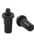 Heavy Duty Black Cabinet Door Repair Pins 24 Pack ABS plastic spring loaded dampers, two pieces showcasing size and design.