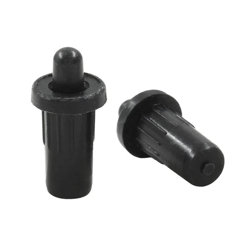 Heavy Duty Black Cabinet Door Repair Pins 24 Pack ABS plastic spring loaded dampers, two pieces showcasing size and design.
