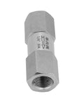Stainless steel air check valve with 1/4 inch female thread, hex body, one-way valve.
