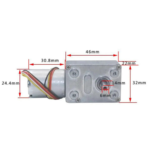 Absolute Beast DC Worm Gear Motor High Torque Speed Reducer 12V 24V Adjustable 6 To 160 Rpm with dimensions and wiring details.