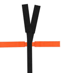 Color Coded Backboard Spine Board Straps For Quick Immobilization On Stretcher 10 Point System Industrial Grade Nylon Spider Straps For EMS Pros And Medical Teams showing black and orange straps with 10-point system.