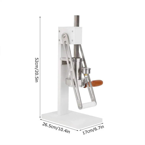 Manual Coffee Maker For Home Use With Stainless Steel Sleeve, Hand Press Espresso Machine, side view with dimensions