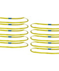 10 Pack 1 Inch By 6 Foot Yellow Polyester Endless Round Sling For Lifting And Towing Recovery, arranged flat on surface