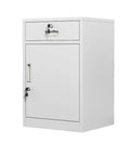 Sturdy Metal Office Storage Cabinet With Adjustable Shelves And Locking Drawer Black Finish For Home Or Office Durable Modern Design Under Desk Organization Keeps Documents Supplies And Gadgets Secure visible from side profile.