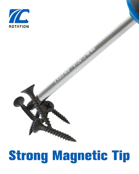 Magnetic Tip Screwdriver Set 6 Pack With Phillips And Flat Bits Cushioned Grip Handles Heat Treated CR V Steel Rust Resistant