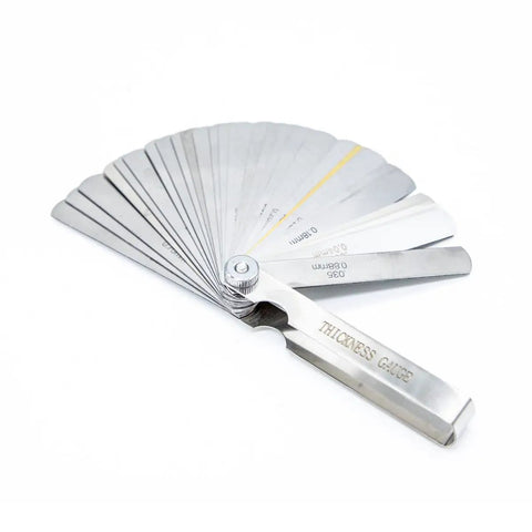 Must Have Motorcycle Engine Valve Adjustment Tool Kit with 32 Blade Straight Gauge displayed on a white background