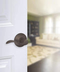 Antique Brass Hall And Closet Door Handle, Non Locking Passage Door Lever, Reversible For Interior Doors, Easy Install With Self Aligning Screws, Durable Zinc Alloy, Classic Finish on white interior door