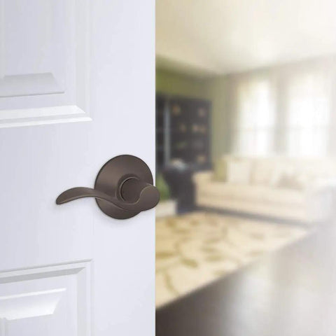 Antique Brass Hall And Closet Door Handle, Non Locking Passage Door Lever, Reversible For Interior Doors, Easy Install With Self Aligning Screws, Durable Zinc Alloy, Classic Finish on white interior door
