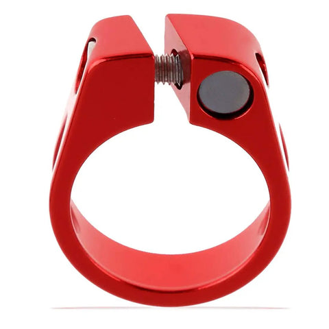 Red aluminum 31.8Mm Seat Post Clamp Fits 27.2Mm Seat Post Aluminum Alloy Lightweight Pro Grade Ride Ready For MTB Road And Casual Bikes Easy To Install Hollow Design Colorfast Surface Corrosion Resistant