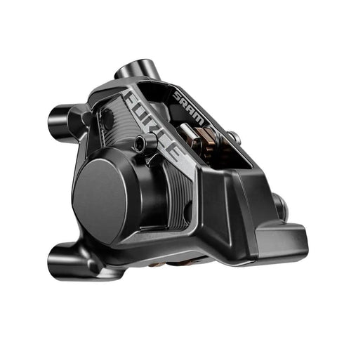 Force eTap AXS HRD hydraulic disc caliper black, rear 2-piston design, visible branding, wireless electronic shifting system