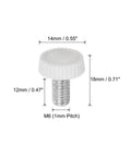M6 12mm Thread Knurled Knobs 30 Pack DIY Friendly Thumb Screws Clamping Hand Knobs White Plastic Handles With Threaded Studs
