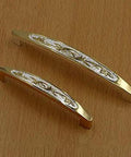 Top Shelf European Style Real Gold Tone Cabinet Pulls 128mm Heavy Duty Drawer Handles And Wardrobe Knobs Sharp Palace Design Furniture Hardware For Kitchen Cabinets on wooden surface.