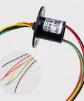 12.5mm Capsule Slip Ring, 300 RPM, 6 Wires, Circuits X2A, For Monitor And Robotic Test Equipment, High Reliability Gold Contact Rotary Connector, Suitable For Continuous Rotation, 1 Pc black slip ring with multicolor wires
